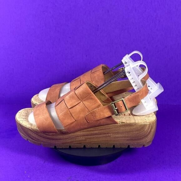 Korks Fraya Orange Cinnamon Nubuck Wedge Clog Sandals Women's Shoe Size 10-NEW - Picture 3 of 9